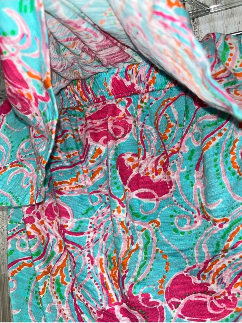 Lilly Pulitzer “Jellies Be Jammin” Strapless Ruffle Tube Top S Pink Blue Cotton - Picture 6 of 7